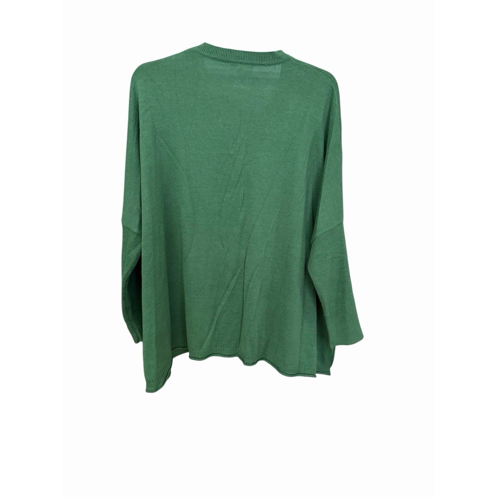 MERSEA Catalina V-Neck Sweater in Forest Green OS Boxy Relaxed Lagenlook #AB12-1 - Picture 7 of 8